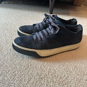 LANVIN navy suede sneakers